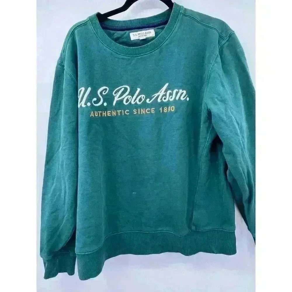 U.S. Polo Assn Men's Green Pullover Sweatshirt Long Sleeve Preppy Nautical Sz Lg